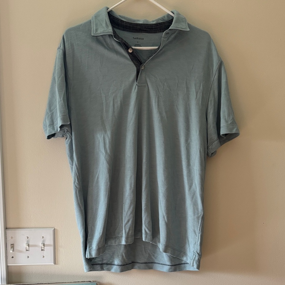 Van Heusen Sky Blue Polo Shirt T-Shirt Preppy Men’s Size L Large